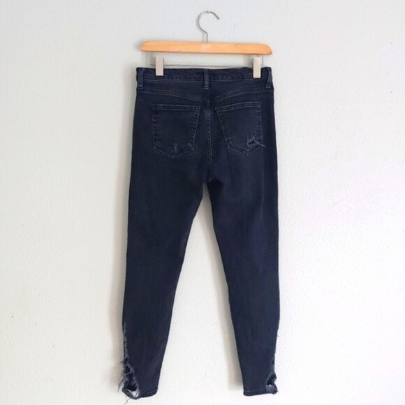 WE THE FREE High Rise Moms jean distress Frayed Jeggings skinny Black Jeans| 28 - Picture 6 of 8